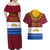 Latvia Couples Matching Off Shoulder Maxi Dress and Hawaiian Shirt with Three Stars Design and Traditional Pattern Details