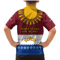 Latvia Family Matching Mermaid Dress and Hawaiian Shirt with Three Stars Design and Traditional Pattern Details