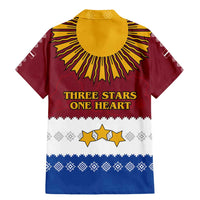 Latvia Family Matching Mermaid Dress and Hawaiian Shirt with Three Stars Design and Traditional Pattern Details