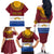 Latvia Family Matching Off The Shoulder Long Sleeve Dress and Hawaiian Shirt with Three Stars Design and Traditional Pattern Details