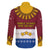 Latvia Family Matching Off The Shoulder Long Sleeve Dress and Hawaiian Shirt with Three Stars Design and Traditional Pattern Details