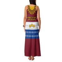 Latvia Family Matching Tank Maxi Dress and Hawaiian Shirt with Three Stars Design and Traditional Pattern Details