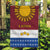 Latvia Garden Flag with Three Stars Design and Traditional Pattern Details