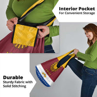 Latvia Grocery Bag with Three Stars Design and Traditional Pattern Details