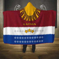 Latvia Hooded Blanket with Three Stars Design and Traditional Pattern Details