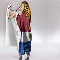 Latvia Hooded Blanket with Three Stars Design and Traditional Pattern Details