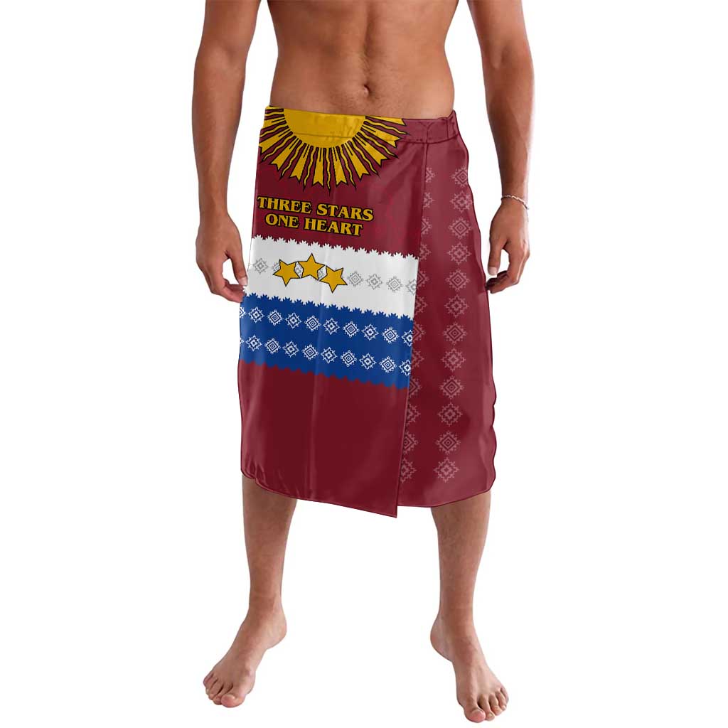 Latvia Lavalava with Three Stars Design and Traditional Pattern Details