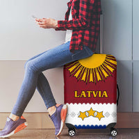 Latvia Luggage Cover with Three Stars Design and Traditional Pattern Details