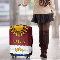 Latvia Luggage Cover with Three Stars Design and Traditional Pattern Details