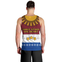 Latvia Men Tank Top with Three Stars Design and Traditional Pattern Details