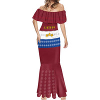 Latvia Mermaid Dress with Three Stars Design and Traditional Pattern Details