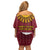 Latvia Off Shoulder Short Dress with Three Stars Design and Traditional Pattern Details