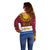 Latvia Off Shoulder Sweater with Three Stars Design and Traditional Pattern Details