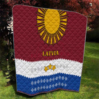 Latvia Quilt with Three Stars Design and Traditional Pattern Details