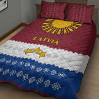 Latvia Quilt Bed Set with Three Stars Design and Traditional Pattern Details