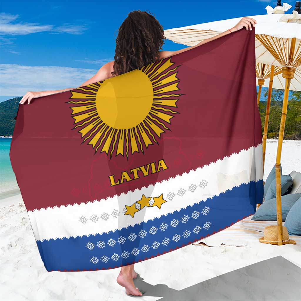 Latvia Sarong with Three Stars Design and Traditional Pattern Details