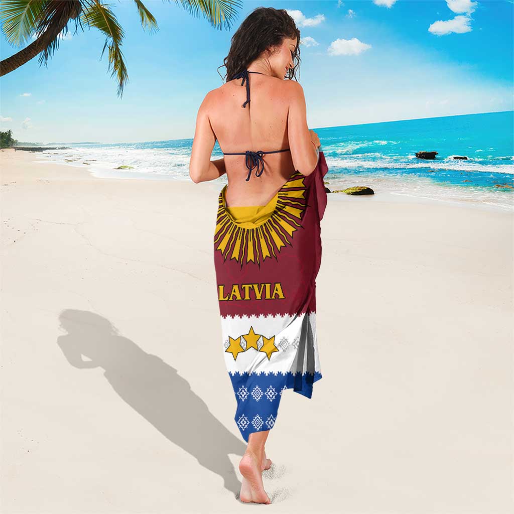 Latvia Sarong with Three Stars Design and Traditional Pattern Details