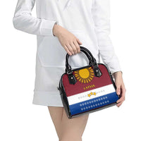 Latvia Shoulder Handbag with Three Stars Design and Traditional Pattern Details