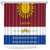 Latvia Shower Curtain with Three Stars Design and Traditional Pattern Details