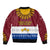 Latvia Sleeve Zip Bomber Jacket with Three Stars Design and Traditional Pattern Details