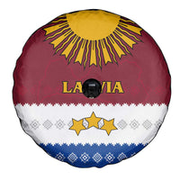 Latvia Spare Tire Cover with Three Stars Design and Traditional Pattern Details