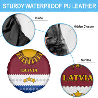 Latvia Spare Tire Cover with Three Stars Design and Traditional Pattern Details