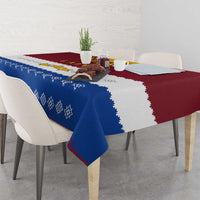 Latvia Tablecloth with Three Stars Design and Traditional Pattern Details