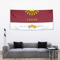 Latvia Tapestry with Three Stars Design and Traditional Pattern Details