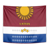 Latvia Tapestry with Three Stars Design and Traditional Pattern Details