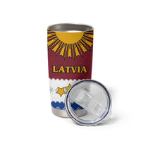 Latvia Tumbler Cup with Three Stars Design and Traditional Pattern Details