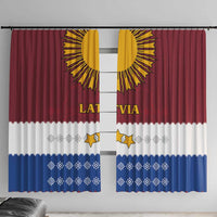 Latvia Window Curtain with Three Stars Design and Traditional Pattern Details