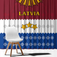 Latvia Window Curtain with Three Stars Design and Traditional Pattern Details