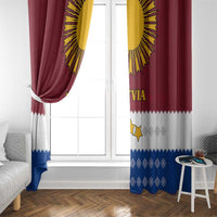 Latvia Window Curtain with Three Stars Design and Traditional Pattern Details