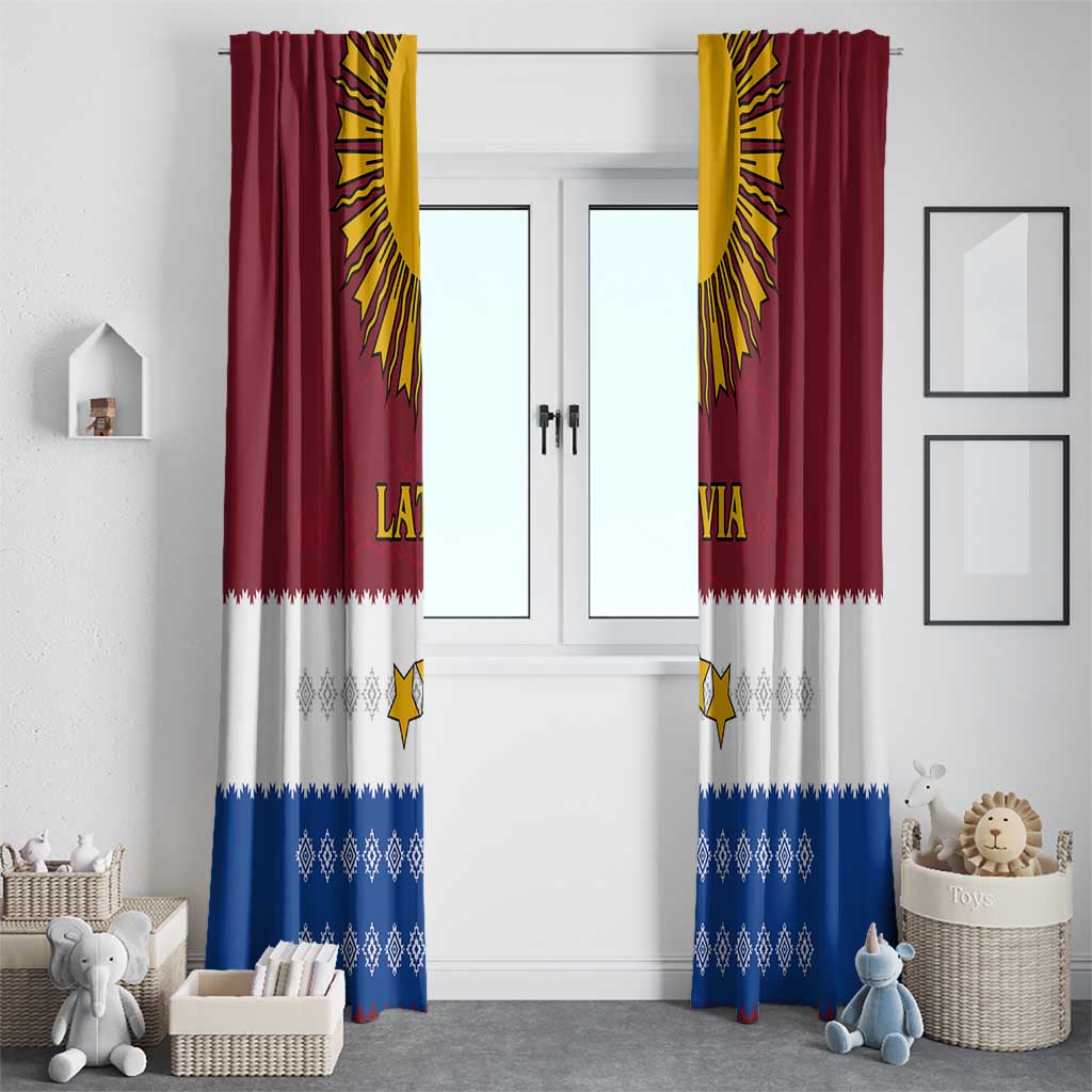 Latvia Window Curtain with Three Stars Design and Traditional Pattern Details