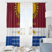 Latvia Window Curtain with Three Stars Design and Traditional Pattern Details