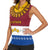 Latvia Women Sleeveless Polo Shirt with Three Stars Design and Traditional Pattern Details
