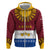 Latvia Zip Hoodie with Three Stars Design and Traditional Pattern Details