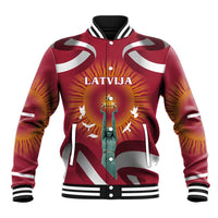 Latvia Baseball Jacket with Freedom Monument and Doves Graphic – 18 November 1918 Design