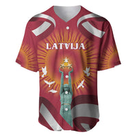 Latvia Baseball Jersey with Freedom Monument and Doves Graphic – 18 November 1918 Design