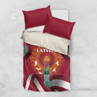 Latvia Bedding Set with Freedom Monument and Doves Graphic – 18 November 1918 Design