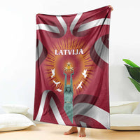 Latvia Blanket with Freedom Monument and Doves Graphic – 18 November 1918 Design
