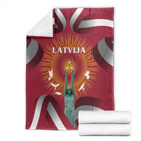 Latvia Blanket with Freedom Monument and Doves Graphic – 18 November 1918 Design