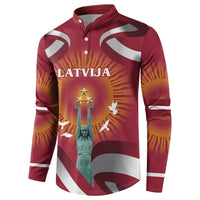 Latvia Button Sweatshirt with Freedom Monument and Doves Graphic – 18 November 1918 Design