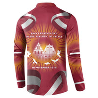 Latvia Button Sweatshirt with Freedom Monument and Doves Graphic – 18 November 1918 Design