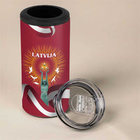Latvia 4 in 1 Can Cooler Tumbler with Freedom Monument and Doves Graphic – 18 November 1918 Design