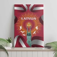 Latvia Canvas Wall Art with Freedom Monument and Doves Graphic – 18 November 1918 Design
