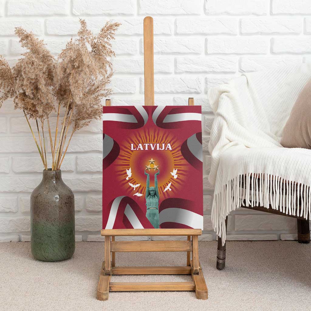 Latvia Canvas Wall Art with Freedom Monument and Doves Graphic – 18 November 1918 Design