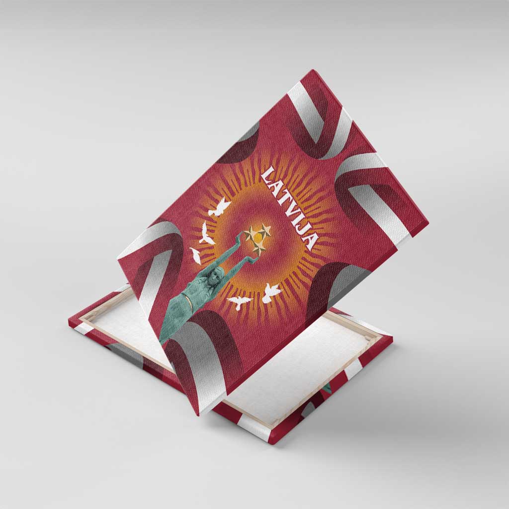 Latvia Canvas Wall Art with Freedom Monument and Doves Graphic – 18 November 1918 Design