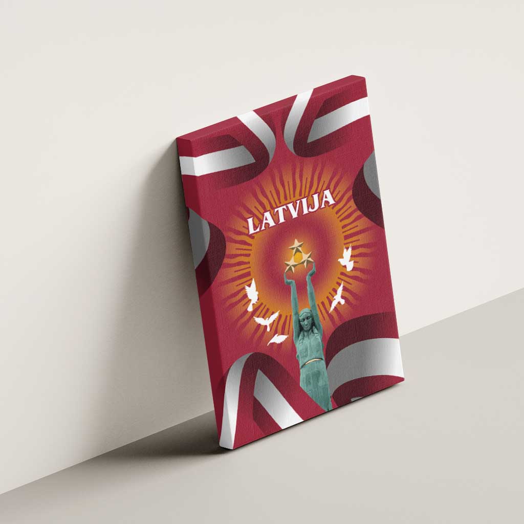Latvia Canvas Wall Art with Freedom Monument and Doves Graphic – 18 November 1918 Design