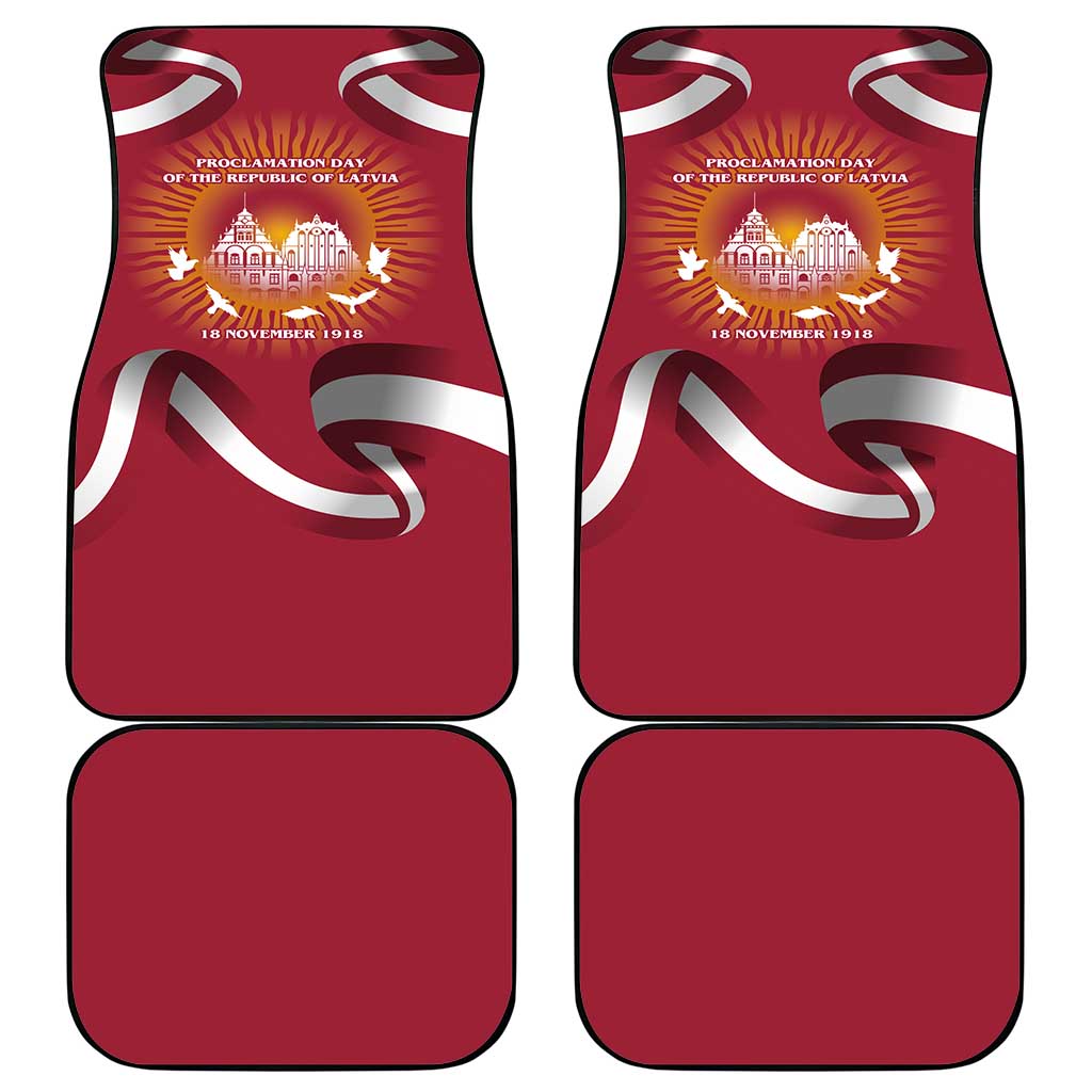 Latvia Car Mats with Freedom Monument and Doves Graphic – 18 November 1918 Design
